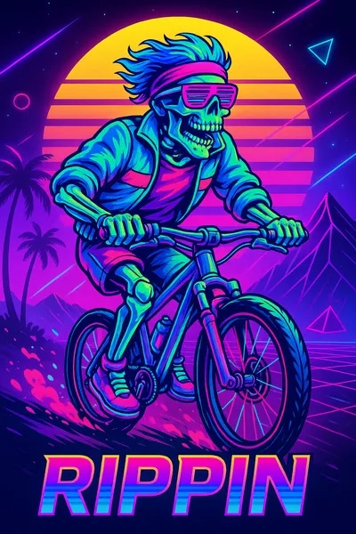 Retro Skeleton Rider Rippin Hoodie